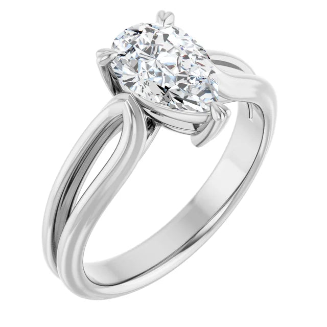 14K White Gold 1 1/2 CTW Pear-Cut Diamond Split Shank Engagement Ring