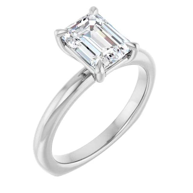 14K White Gold 1 3/4 CTW Emerald-Cut Diamond Solitaire Engagement Ring with Claw-Prong Setting