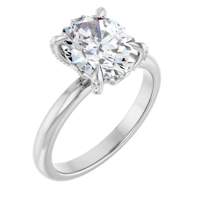 14K White Gold 1 CTW Oval-Cut Diamond Solitaire Engagement Ring with Claw-Prong Setting