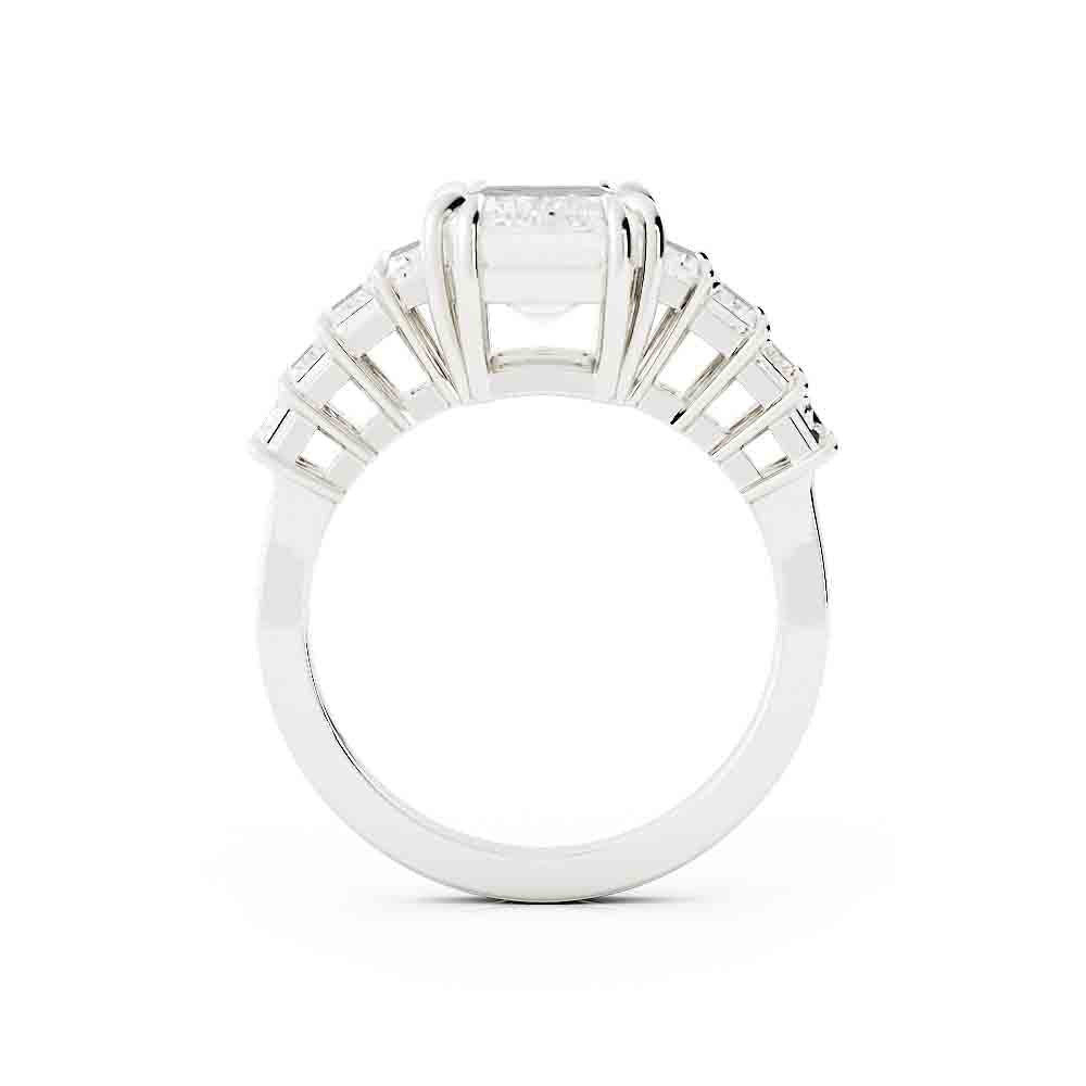 Emerald Cut Diamond Ring with Baguettes Sides