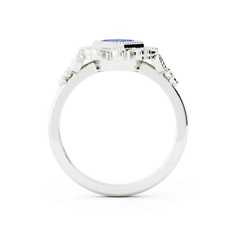 Blue-Green Sapphire and Diamond Ring