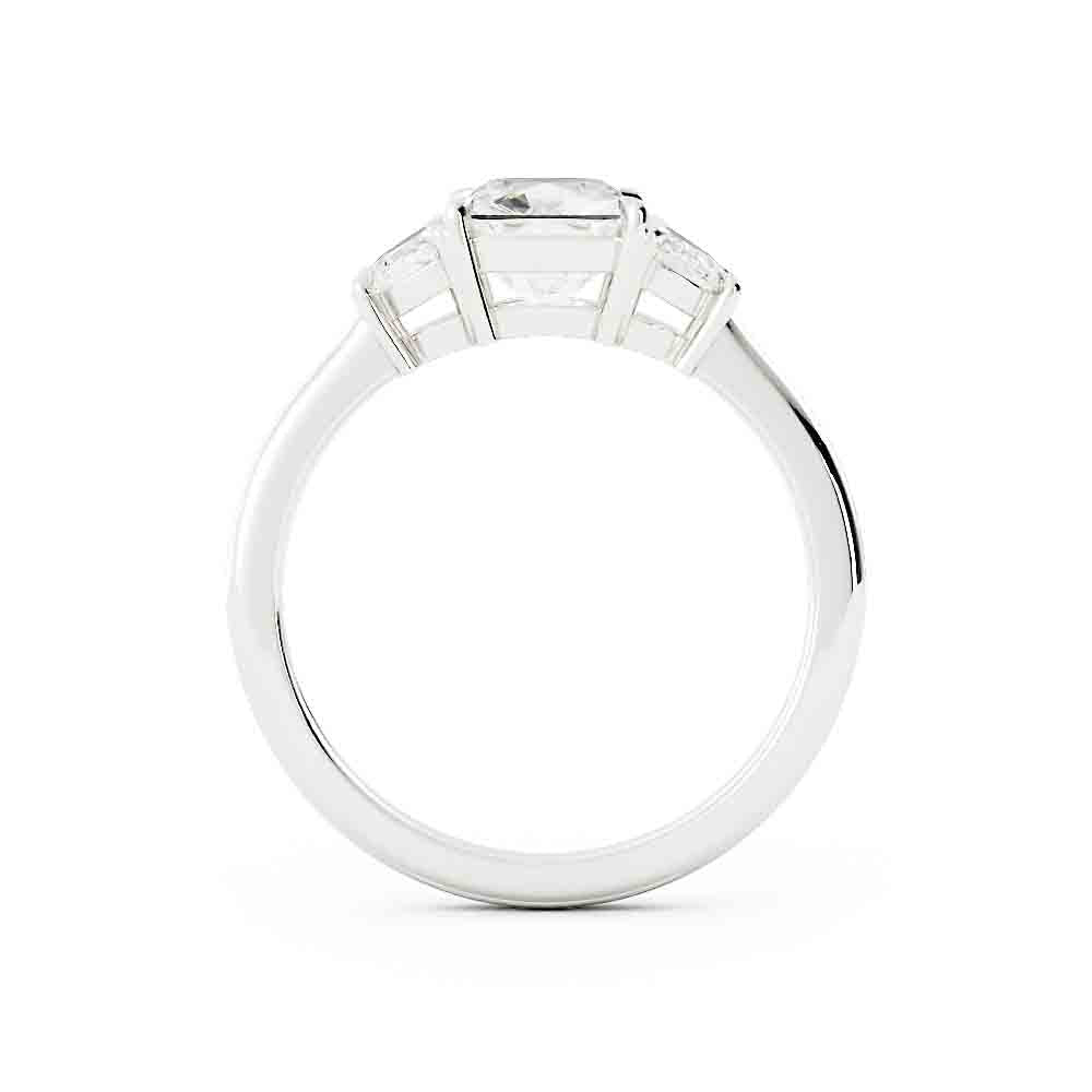 Cushion Center With Half Moon Side Diamond Ring
