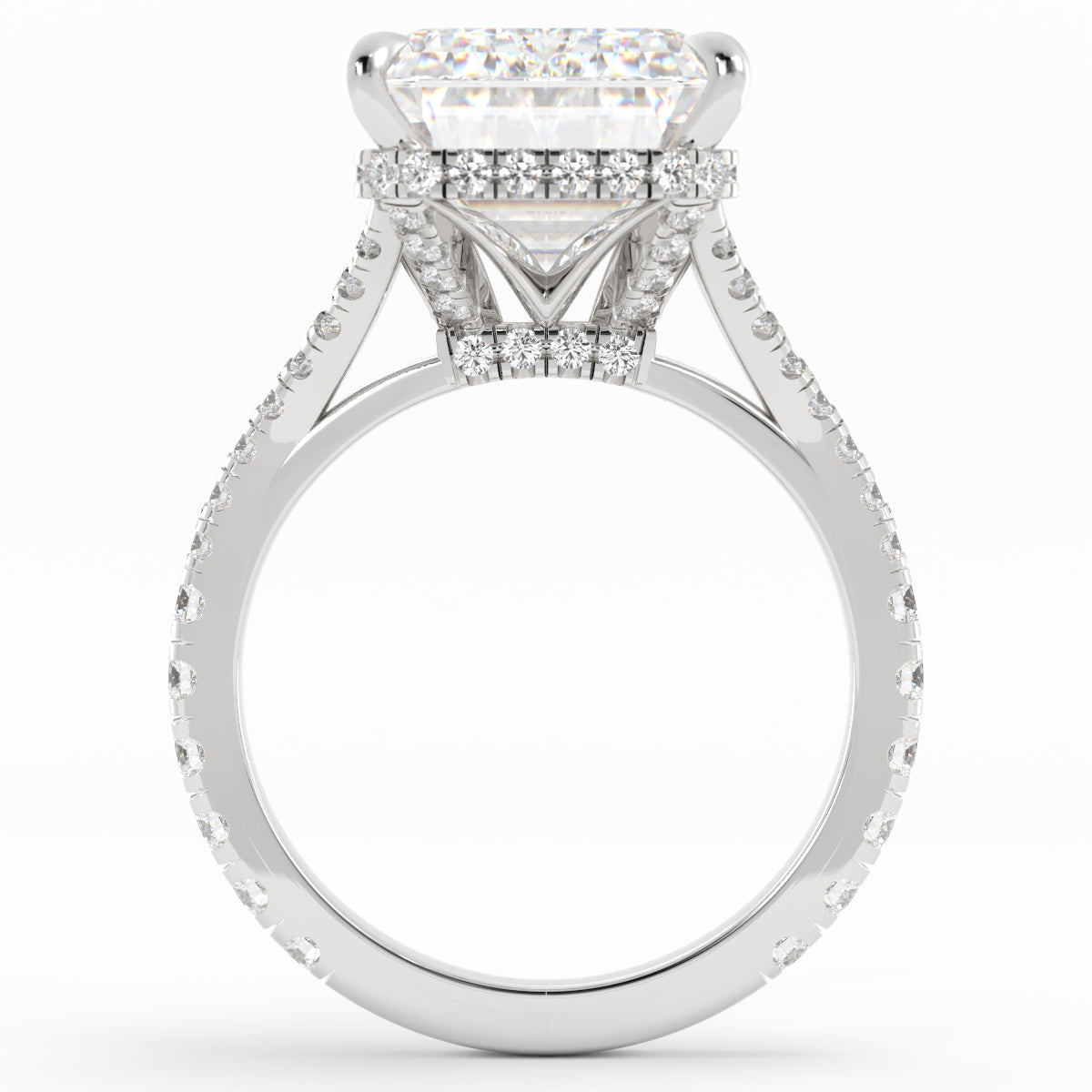 Emerald Cut Split Shank Diamond Ring