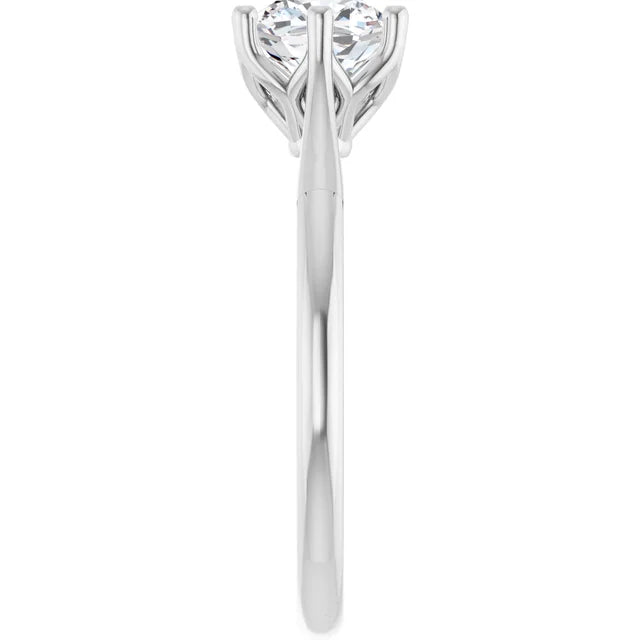 14K White 1 1/4 CT Center Gold Cushion Cut Diamond Engagement Ring