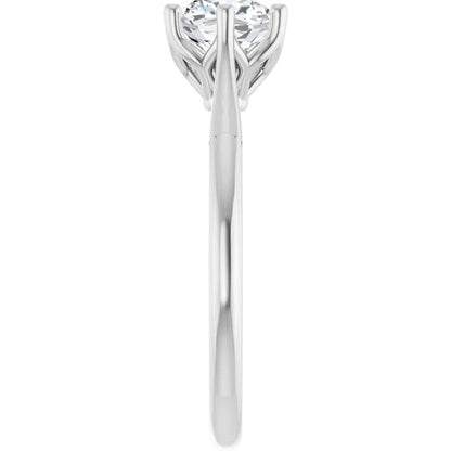 14K White 1 1/4 CT Center Gold Cushion Cut Diamond Engagement Ring