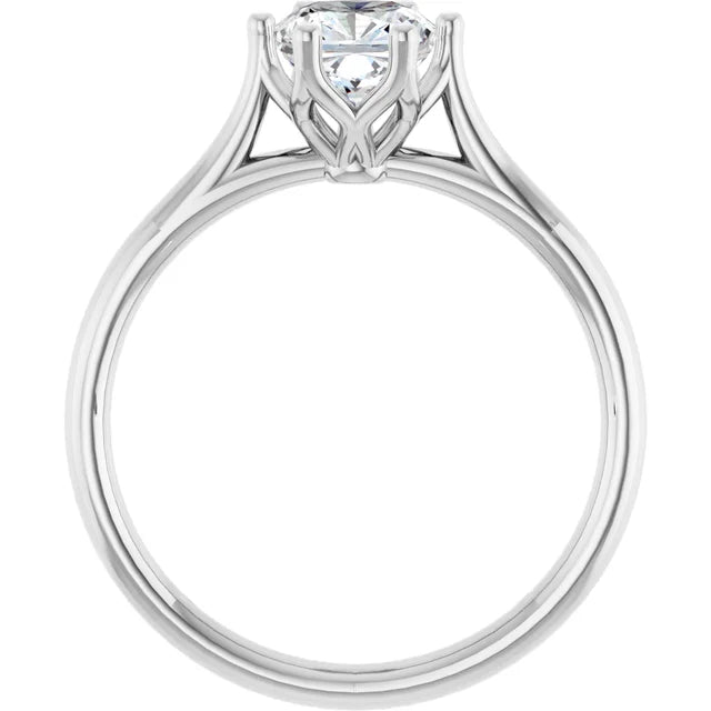 14K White 1 1/4 CT Center Gold Cushion Cut Diamond Engagement Ring