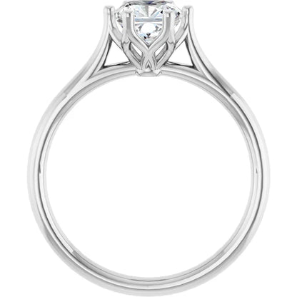 14K White 1 1/4 CT Center Gold Cushion Cut Diamond Engagement Ring