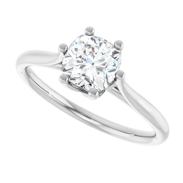 14K White 1 1/4 CT Center Gold Cushion Cut Diamond Engagement Ring
