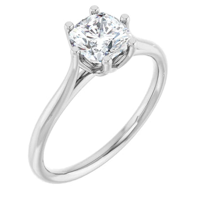 14K White 1 1/4 CT Center Gold Cushion Cut Diamond Engagement Ring