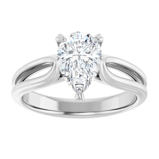 14K White Gold 1 1/2 CTW Pear-Cut Diamond Split Shank Engagement Ring
