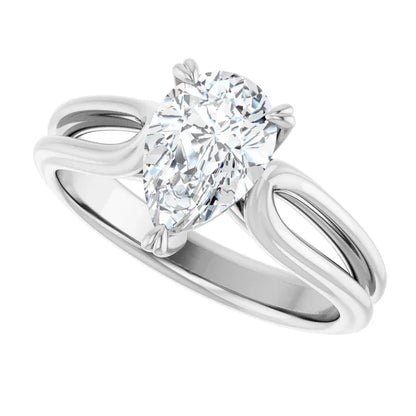 14K White Gold 1 1/2 CTW Pear-Cut Diamond Split Shank Engagement Ring