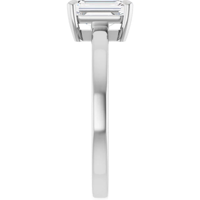 14K White Gold 1 1/3 CTW Emerald-Cut Diamond Bezel-Set Solitaire Engagement Ring