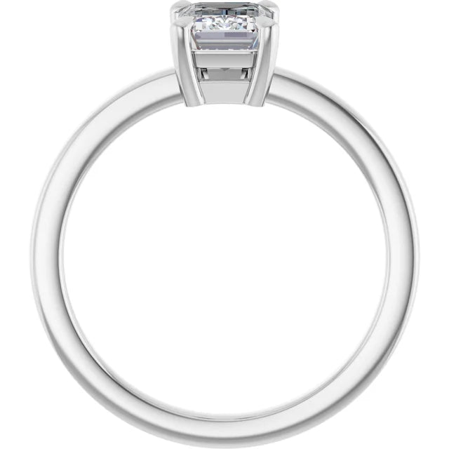14K White Gold 1 1/3 CTW Emerald-Cut Diamond Bezel-Set Solitaire Engagement Ring