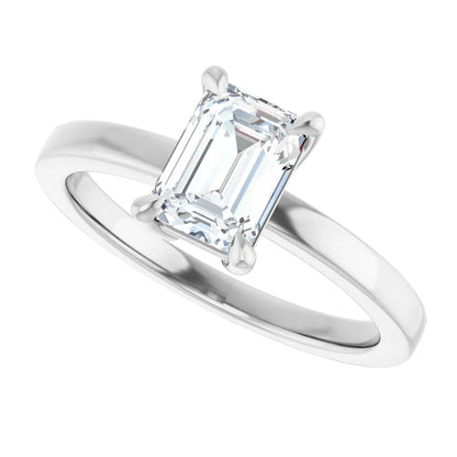 14K White Gold 1 1/3 CTW Emerald-Cut Diamond Bezel-Set Solitaire Engagement Ring