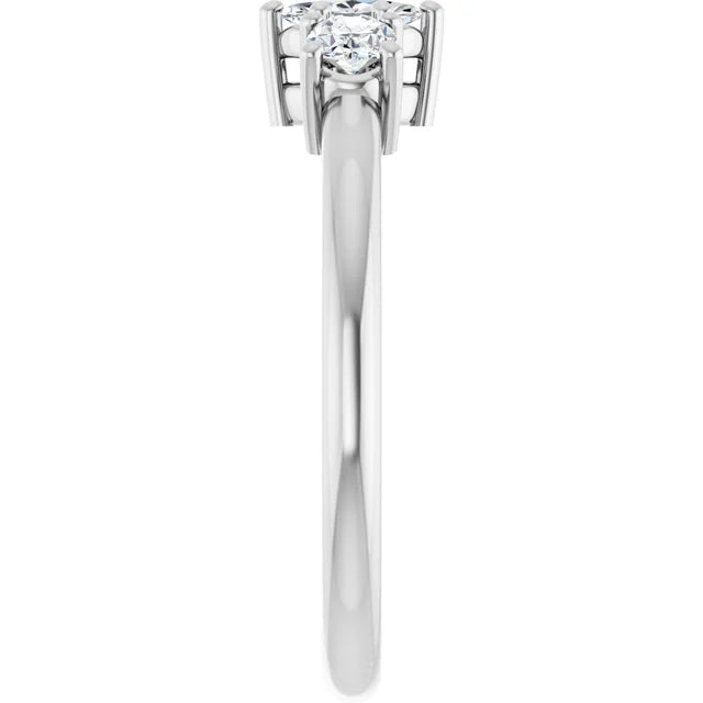14K White Gold 1 1/5 CTW Marquise-Cut Diamond Three-Stone Engagement Ring with Round Accents
