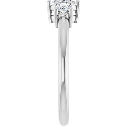 14K White Gold 1 1/5 CTW Marquise-Cut Diamond Three-Stone Engagement Ring with Round Accents
