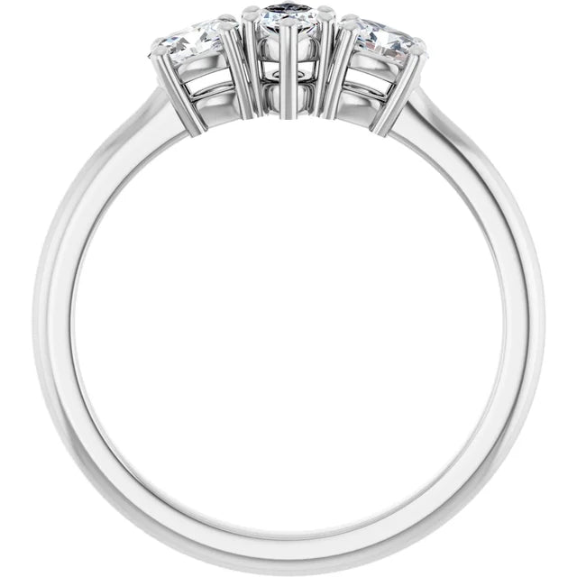 14K White Gold 1 1/5 CTW Marquise-Cut Diamond Three-Stone Engagement Ring with Round Accents