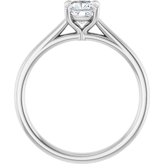 14K White Gold 1 1/4 CT Cushion Cut Diamond Engagement Ring with Solitaire Setting