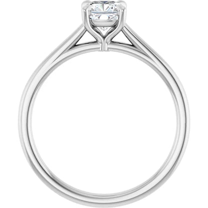 14K White Gold 1 1/4 CT Cushion Cut Diamond Engagement Ring with Solitaire Setting