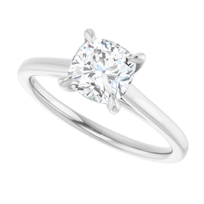 14K White Gold 1 1/4 CT Cushion-Cut Diamond Solitaire Engagement Ring