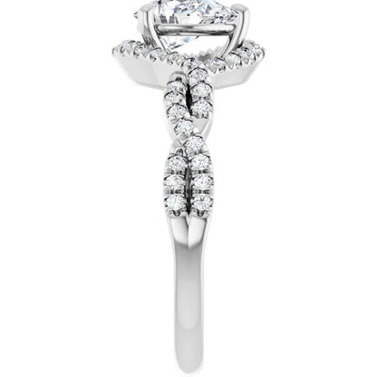 14K White Gold 1 1/5 CTW Pear-Cut Diamond Engagement Ring with Twisted Halo Band