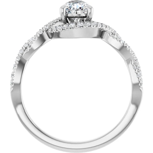 14K White Gold 1 1/5 CTW Pear-Cut Diamond Engagement Ring with Twisted Halo Band