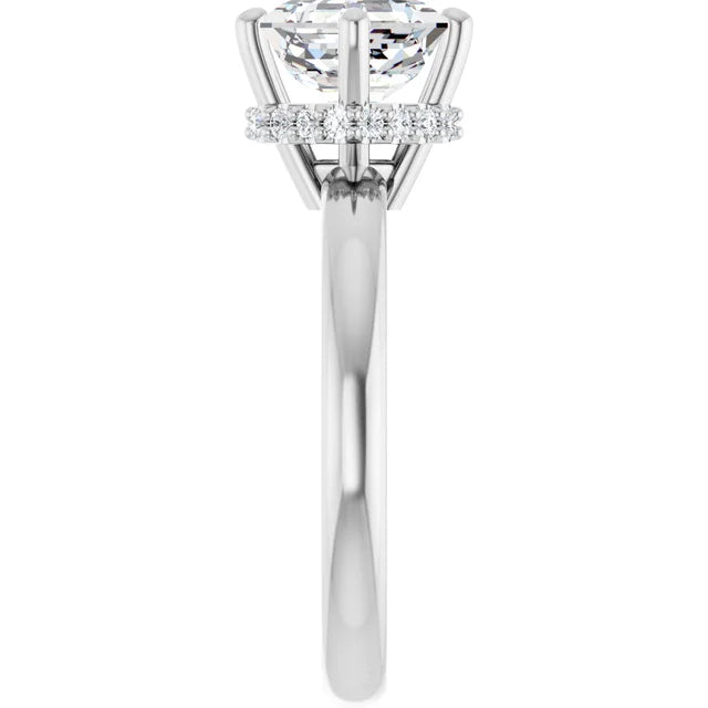 14K White Gold 1 1/8 CTW Asscher-Cut Diamond Engagement Ring with Hidden Halo Accents
