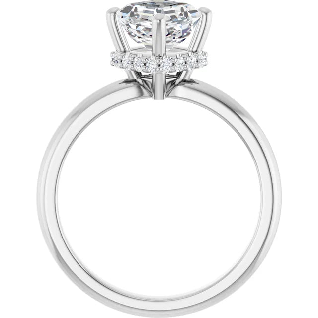 14K White Gold 1 1/8 CTW Asscher-Cut Diamond Engagement Ring with Hidden Halo Accents