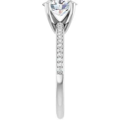 14K White Gold 1 1/8 CTW Oval-Cut Diamond Halo Engagement Ring with Milgrain Accents