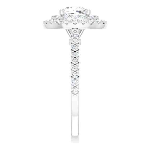14K White Gold 1 3/4 CTW Cushion-Cut Diamond Double Halo Engagement Ring