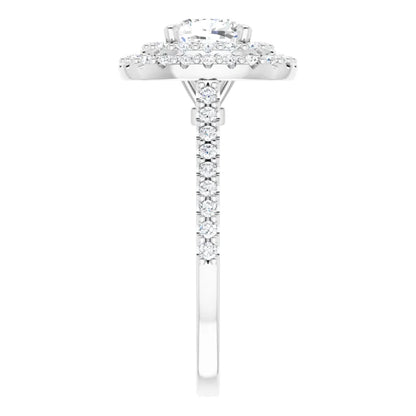 14K White Gold 1 3/4 CTW Cushion-Cut Diamond Double Halo Engagement Ring