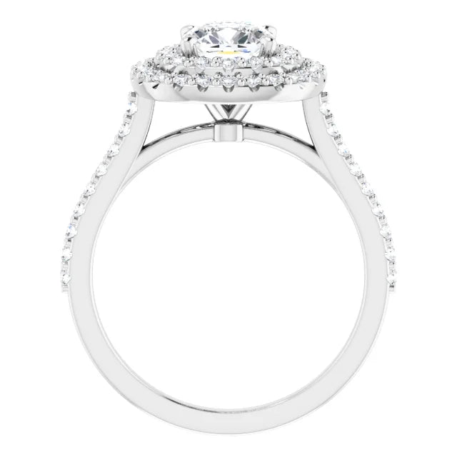 14K White Gold 1 3/4 CTW Cushion-Cut Diamond Double Halo Engagement Ring