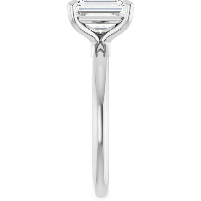 14K White Gold 1 3/4 CTW Emerald-Cut Diamond Solitaire Engagement Ring with Claw-Prong Setting