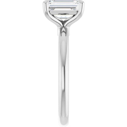 14K White Gold 1 3/4 CTW Emerald-Cut Diamond Solitaire Engagement Ring with Claw-Prong Setting