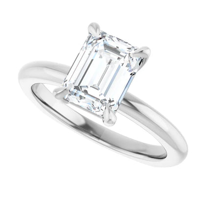 14K White Gold 1 3/4 CTW Emerald-Cut Diamond Solitaire Engagement Ring with Claw-Prong Setting