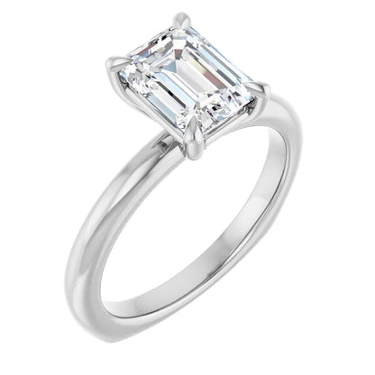 14K White Gold 1 3/4 CTW Emerald-Cut Diamond Solitaire Engagement Ring with Claw-Prong Setting