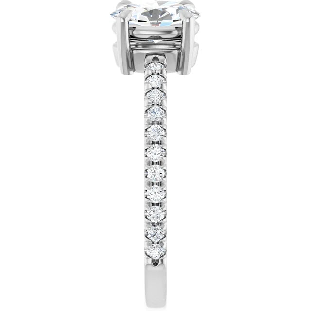 14K White Gold 1 3/4 CTW Oval-Cut Toi et Moi Diamond Engagement Ring with Pavé Accents