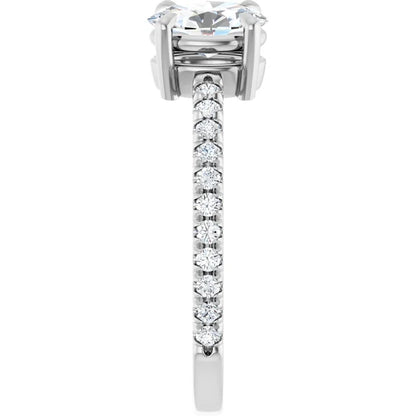 14K White Gold 1 3/4 CTW Oval-Cut Toi et Moi Diamond Engagement Ring with Pavé Accents