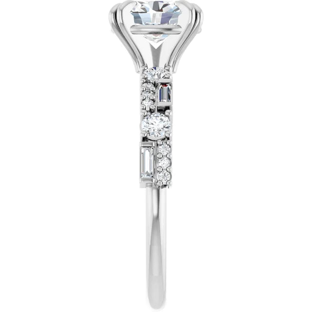 14K White Gold 1 3/8 CTW Oval-Cut Diamond Engagement Ring with Double Claw-Prong Setting