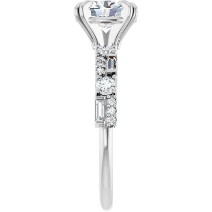 14K White Gold 1 3/8 CTW Oval-Cut Diamond Engagement Ring with Double Claw-Prong Setting