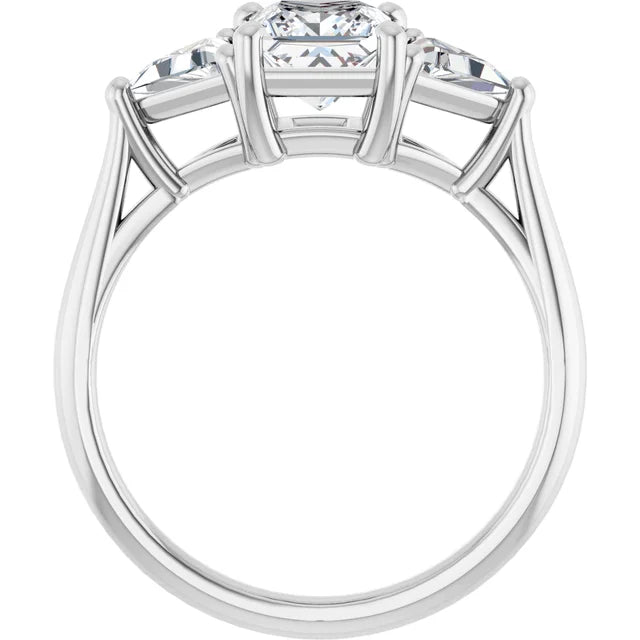 14K White Gold 1 3/8 CTW Princess-Cut Diamond Engagement Ring with Trillion Accents