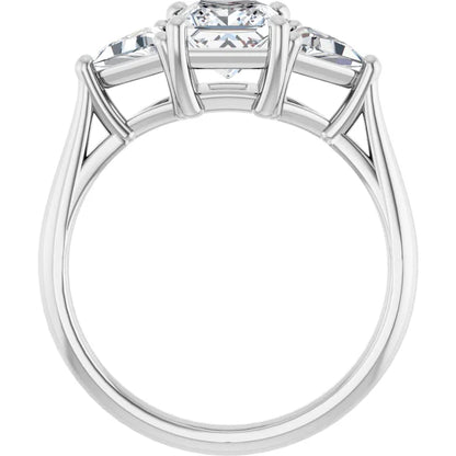 14K White Gold 1 3/8 CTW Princess-Cut Diamond Engagement Ring with Trillion Accents