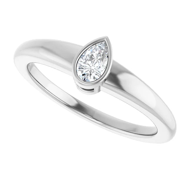 14K White Gold 1 5/8 CTW Pear-Cut Diamond Solitaire Engagement Ring with Bezel Setting