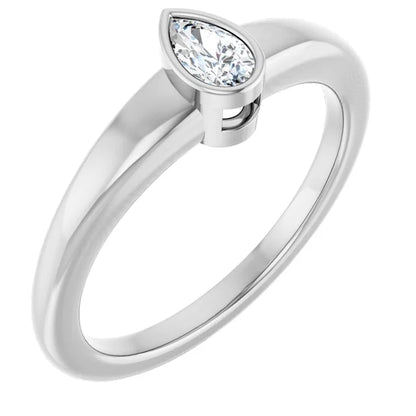 14K White Gold 1 5/8 CTW Pear-Cut Diamond Solitaire Engagement Ring with Bezel Setting