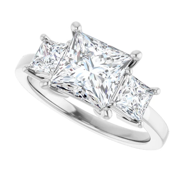 14K White Gold 1 5/8 CTW Princess-Cut Diamond Three-Stone Engagement Ring