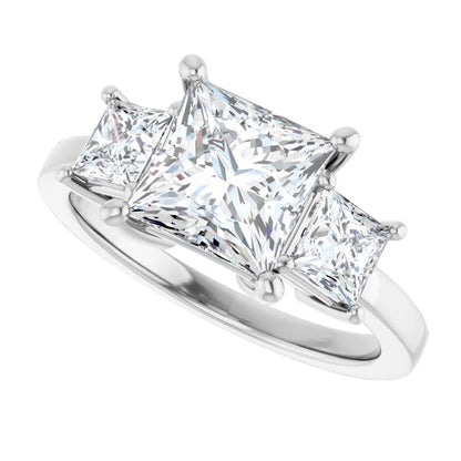 14K White Gold 1 5/8 CTW Princess-Cut Diamond Three-Stone Engagement Ring