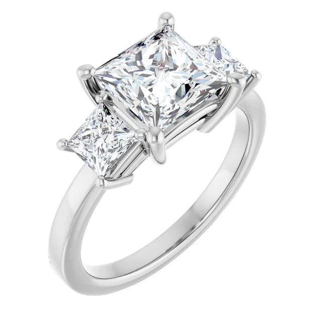 14K White Gold 1 5/8 CTW Princess-Cut Diamond Three-Stone Engagement Ring