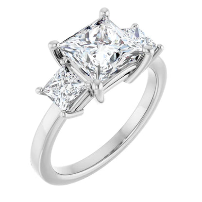 14K White Gold 1 5/8 CTW Princess-Cut Diamond Three-Stone Engagement Ring