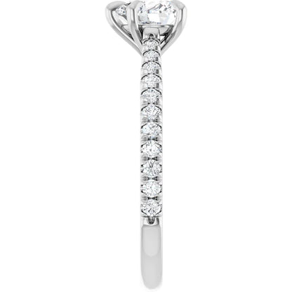 14K White Gold 1 7/8 CTW Heart-Cut Diamond Engagement Ring with Pave Accented Band