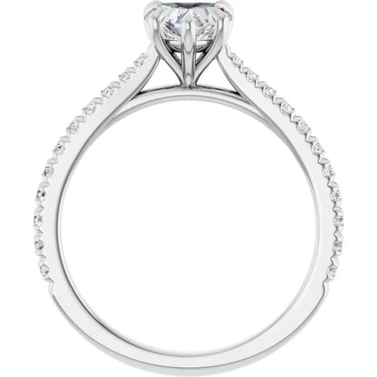 14K White Gold 1 7/8 CTW Heart-Cut Diamond Engagement Ring with Pave Accented Band